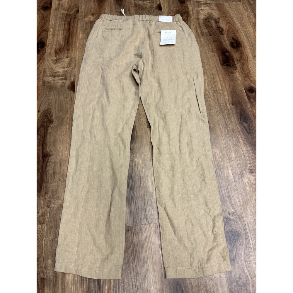 DL1961 Lukas Slim Straight Pantalon Khaki Linen Pants 32 x 32.5 - Picture 2 of 10